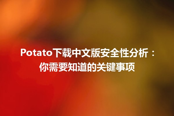 🌟 Potato下载中文版安全性分析：你需要知道的关键事项 🔒