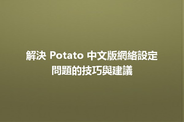 解決 Potato 中文版網絡設定問題的技巧與建議 🚀💡