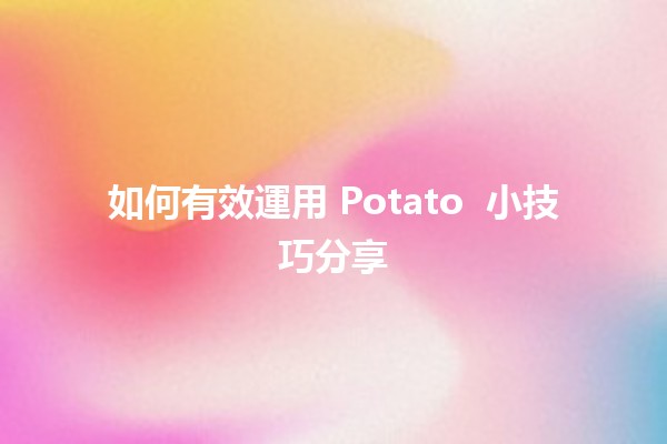 🍟 如何有效運用 Potato 🎮 小技巧分享