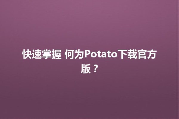 快速掌握📥 何为Potato下载官方版？