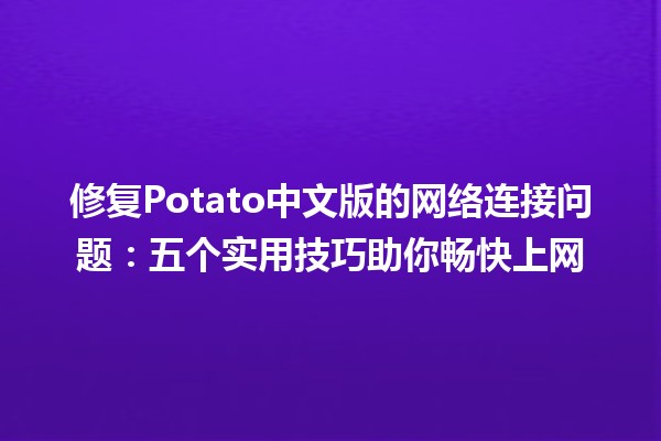 修复Potato中文版的网络连接问题🔧🌐：五个实用技巧助你畅快上网