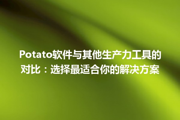 🍟 Potato软件与其他生产力工具的对比：选择最适合你的解决方案