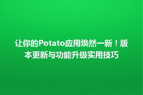 让你的Potato应用焕然一新！🚀版本更新与功能升级实用技巧