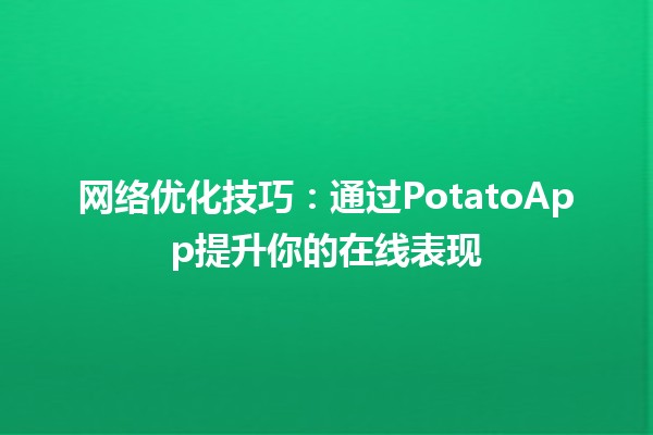 🍟 网络优化技巧：通过PotatoApp提升你的在线表现 🚀