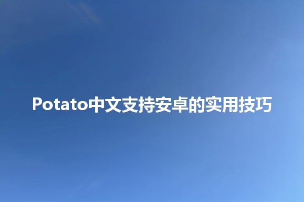 Potato中文支持安卓的实用技巧📱🍟