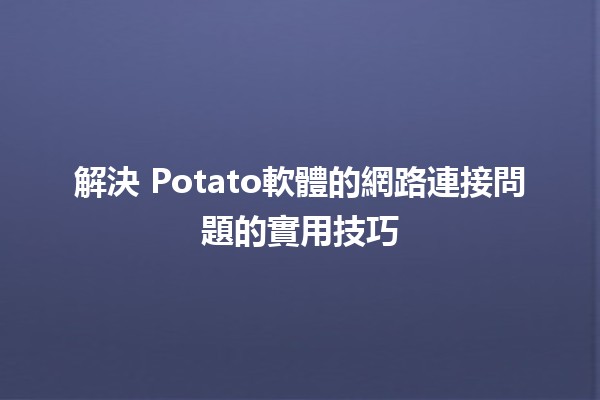 解決💻 Potato軟體的網路連接問題的實用技巧