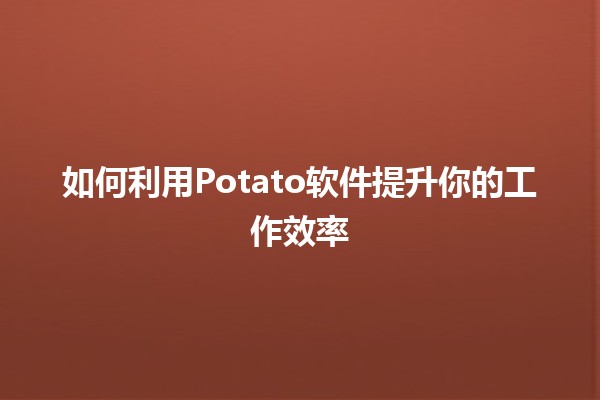 如何利用Potato软件提升你的工作效率🚀