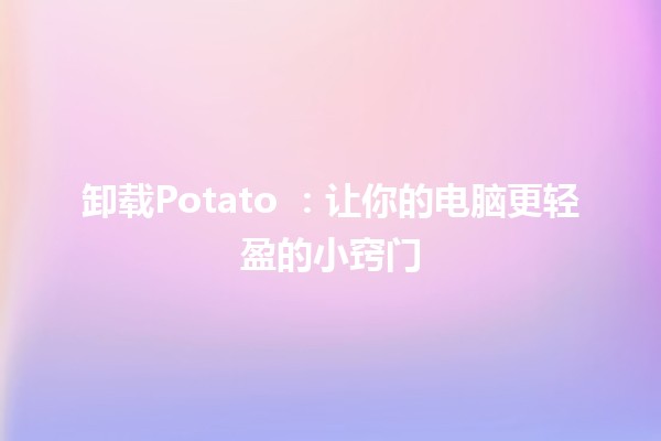 卸载Potato 📦：让你的电脑更轻盈的小窍门