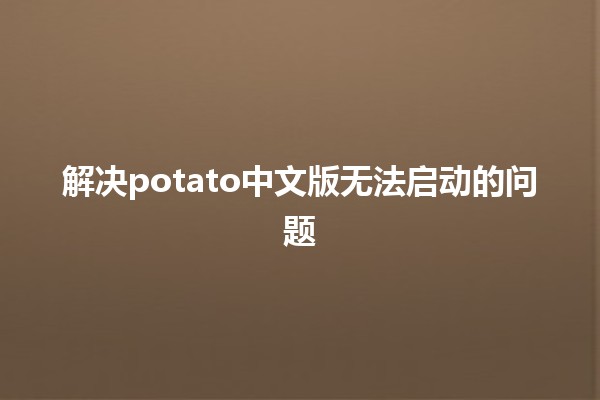 解决potato中文版无法启动的问题🔧🚀