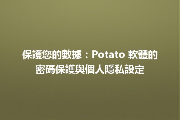 保護您的數據🔒：Potato 軟體的密碼保護與個人隱私設定