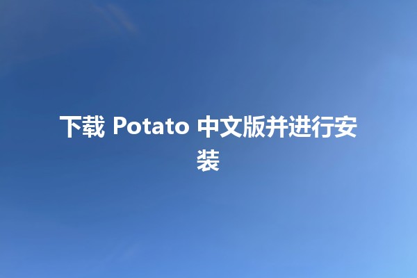 下载 Potato 中文版并进行安装 🥔💻