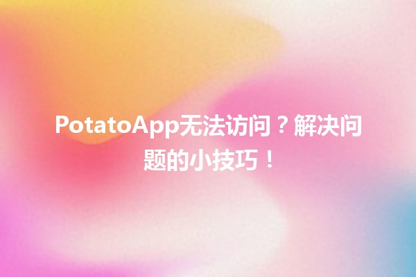 🔧 PotatoApp无法访问？解决问题的小技巧！🚀