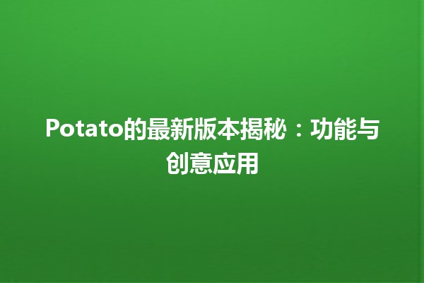 🥔 Potato的最新版本揭秘：功能与创意应用