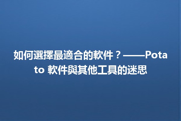 如何選擇最適合的軟件？🥔🐾——Potato 軟件與其他工具的迷思