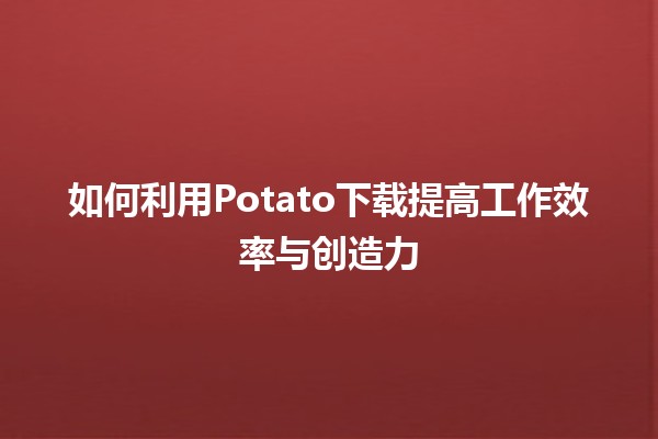 如何利用🟠Potato下载提高工作效率与创造力🚀