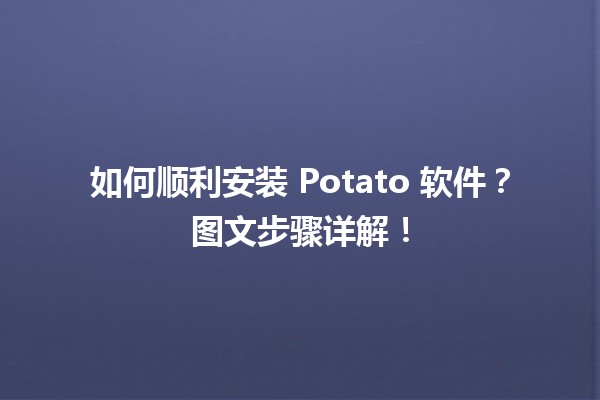 📥 如何顺利安装 Potato 软件？图文步骤详解！