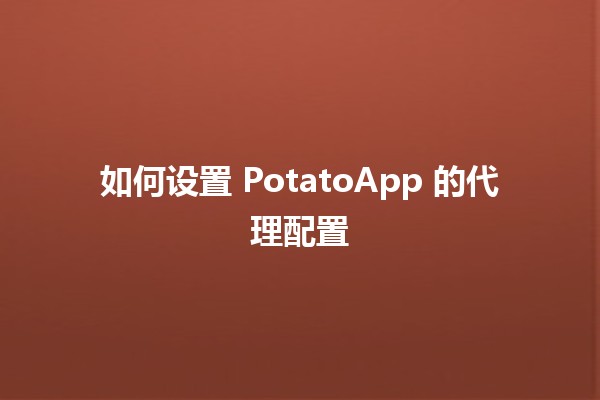 如何设置 PotatoApp 的代理配置 🌐🍟