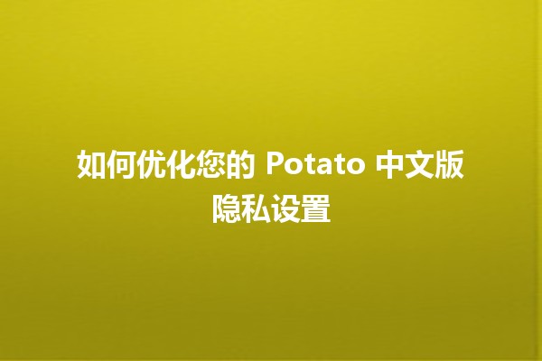 如何优化您的 Potato 中文版隐私设置 🥔🔒