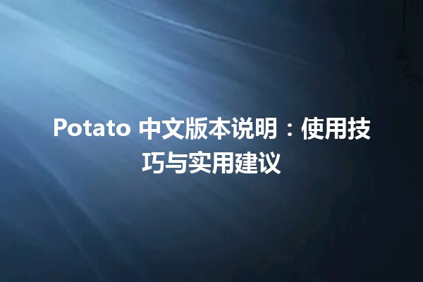 🍟 Potato 中文版本说明：使用技巧与实用建议