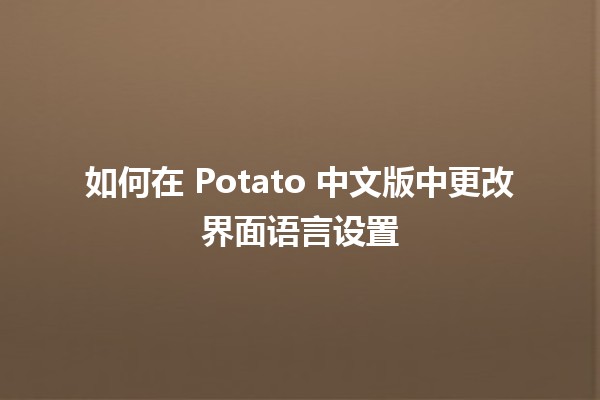 如何在 Potato 中文版中更改界面语言设置 🌟🌍