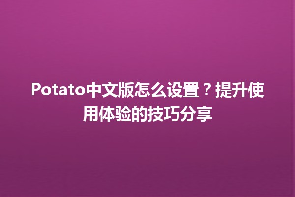 🍟 Potato中文版怎么设置？提升使用体验的技巧分享