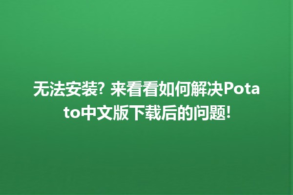 🚫无法安装? 来看看如何解决Potato中文版下载后的问题!