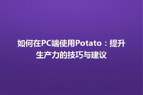 如何在PC端使用Potato🤖⚙️：提升生产力的技巧与建议