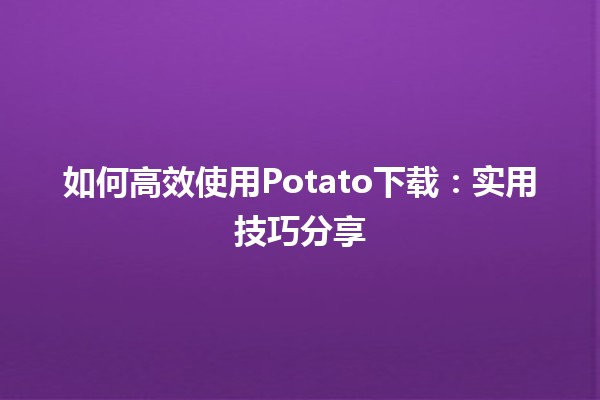 如何高效使用Potato下载：实用技巧分享 🍟💻