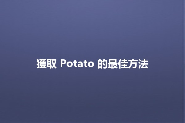 獲取 Potato 的最佳方法 🔥👇