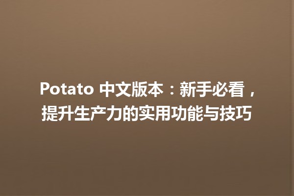 Potato 中文版本📱：新手必看，提升生产力的实用功能与技巧