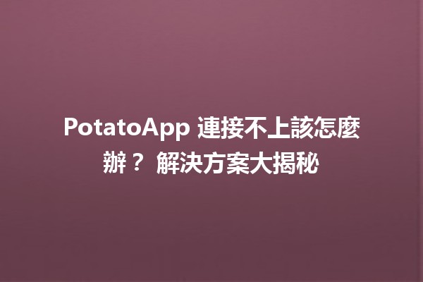 PotatoApp 連接不上該怎麼辦？🛠️ 解決方案大揭秘