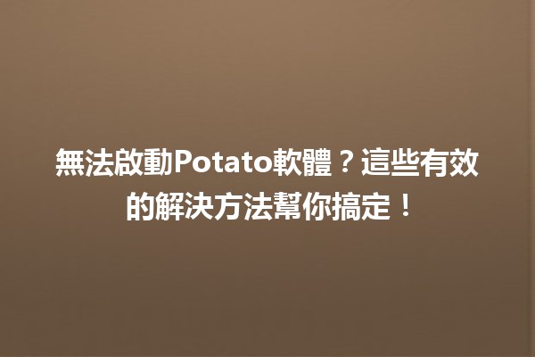 🚀 無法啟動Potato軟體？這些有效的解決方法幫你搞定！