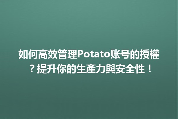 🎉 如何高效管理Potato账号的授權？提升你的生產力與安全性！