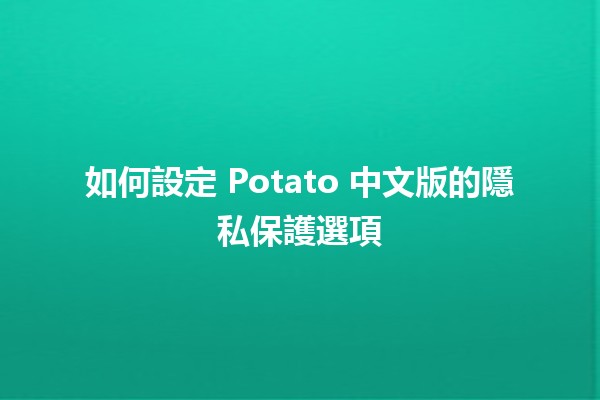 如何設定 Potato 中文版的隱私保護選項 🥔🔒