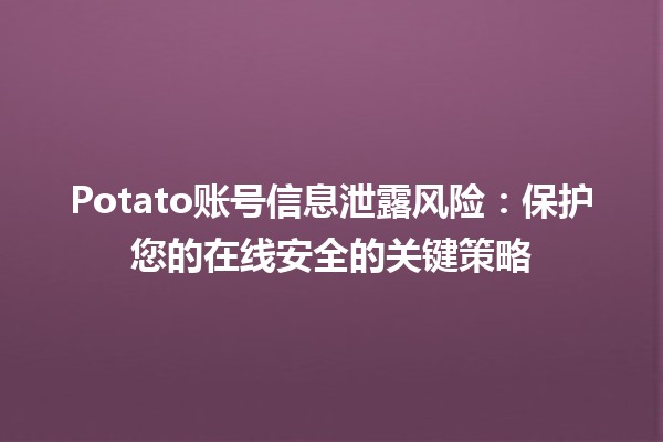 Potato账号信息泄露风险⚠️：保护您的在线安全的关键策略