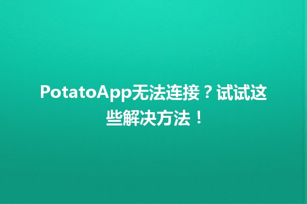 PotatoApp无法连接？试试这些解决方法！🔧🥔