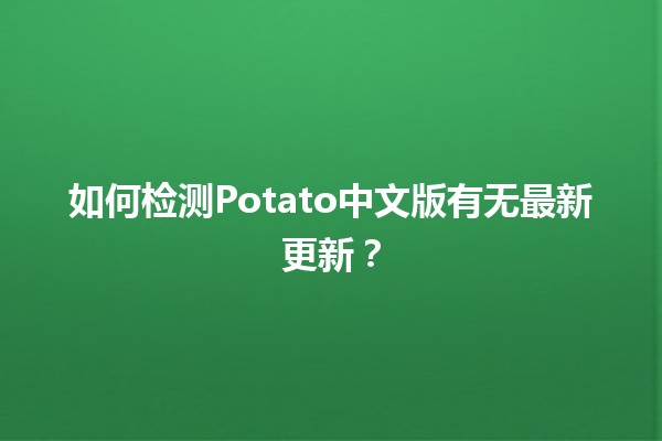 如何检测Potato中文版有无最新更新？🔍🆕