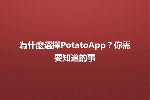 為什麼選擇PotatoApp？🌟你需要知道的事