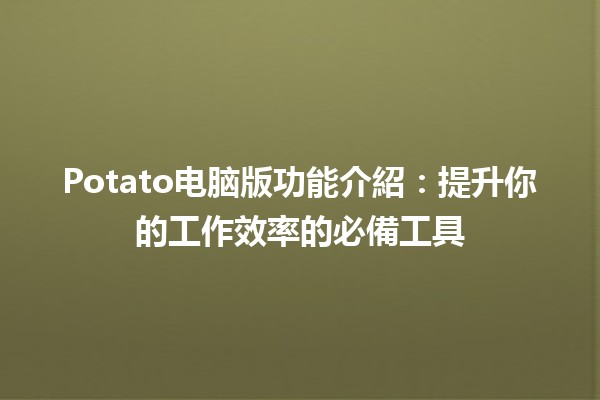 💻 Potato电脑版功能介紹：提升你的工作效率的必備工具🚀