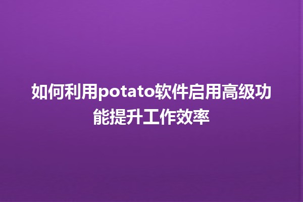 如何利用🏆potato软件启用高级功能提升工作效率