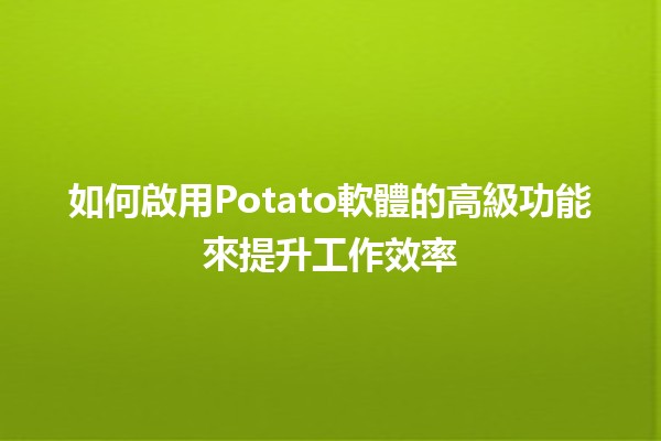 如何啟用Potato軟體的高級功能來提升工作效率 🚀🍟