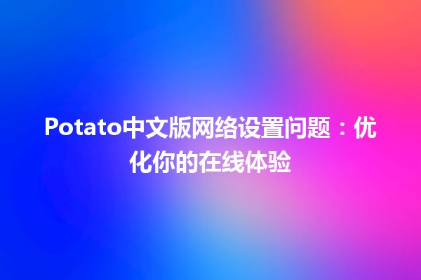 Potato中文版网络设置问题：优化你的在线体验🖥️🍟