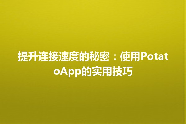 🌟 提升连接速度的秘密：使用PotatoApp的实用技巧 🚀