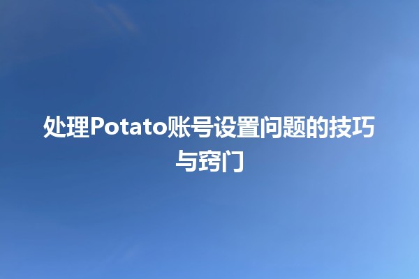 📱处理Potato账号设置问题的技巧与窍门